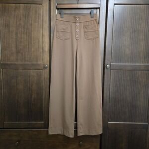 Halara High Waist Pockets Wide Leg Casual Business Athleisure Pants Choc Brown S